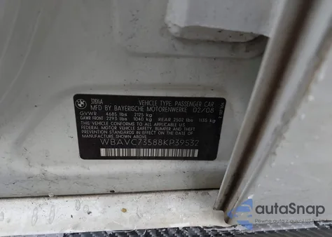 2008 BMW 328 z USA, uszkodzony, nr VIN WBAVC73588KP39532